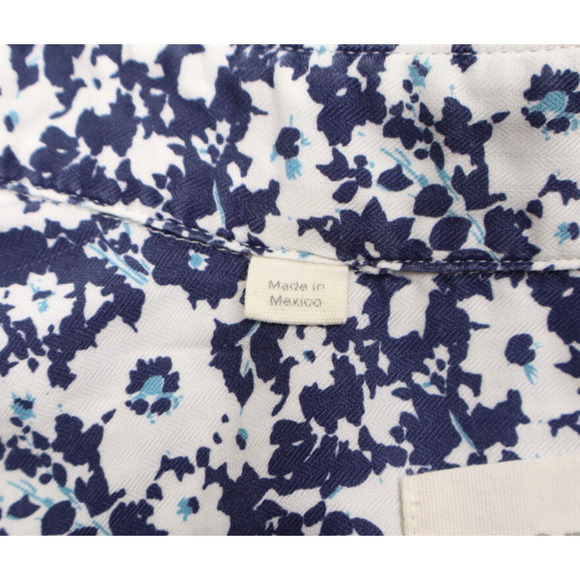 Grayson Women's The Hero Floral Button-Down Shirt White Blue Long Sleeve Sz 2 - Picture 7 of 10